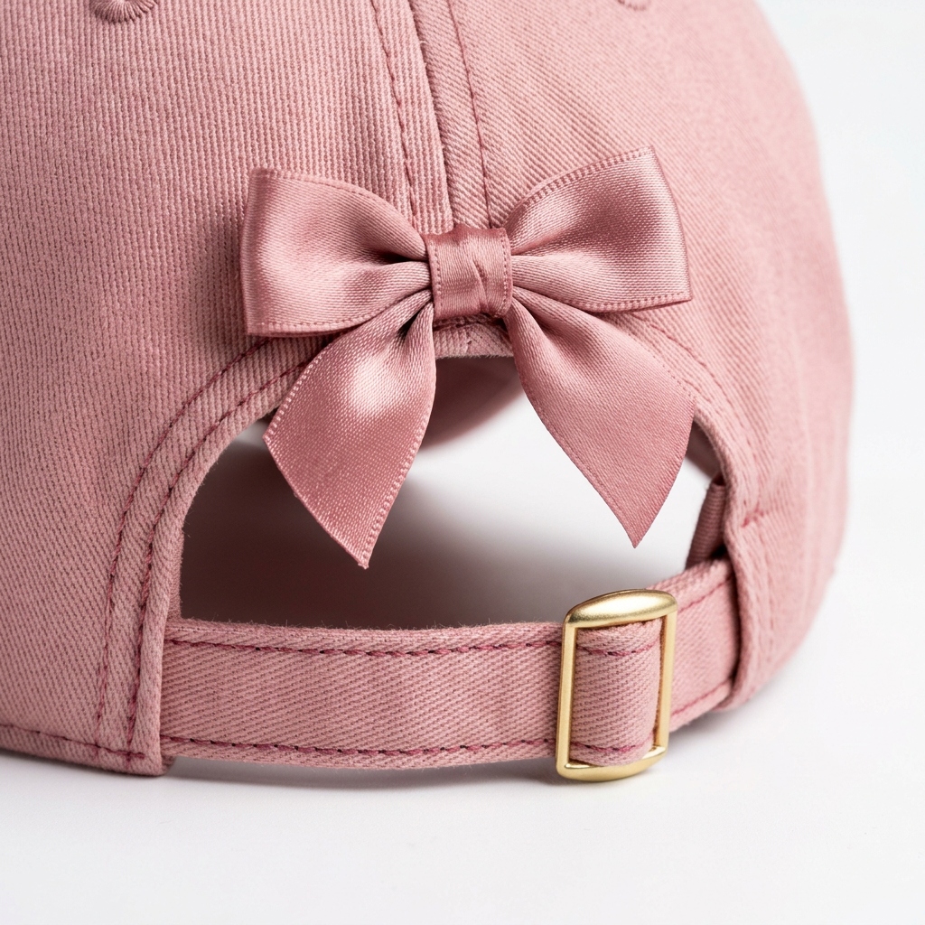 Fabric bow back detail macro dusty rose women's baseball cap