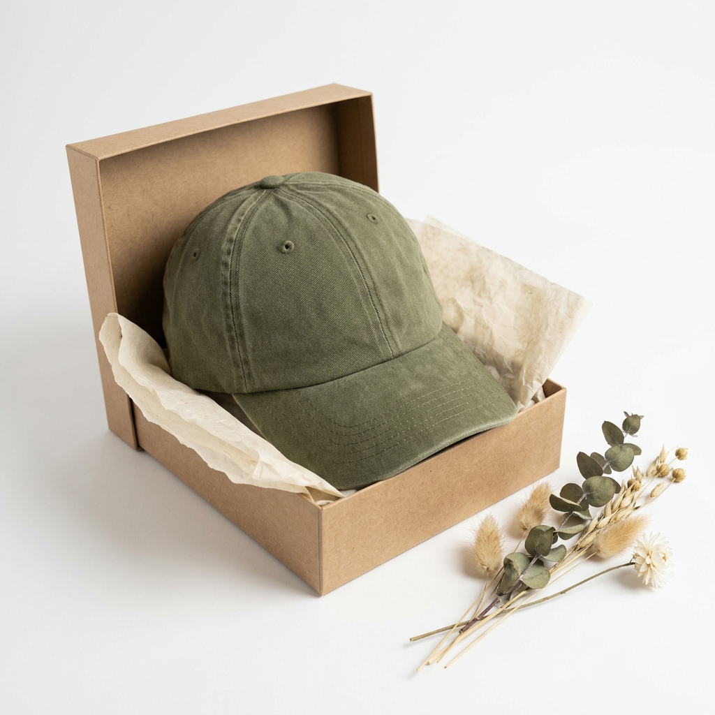 Vintage washed dad cap kraft paper gift box packaging