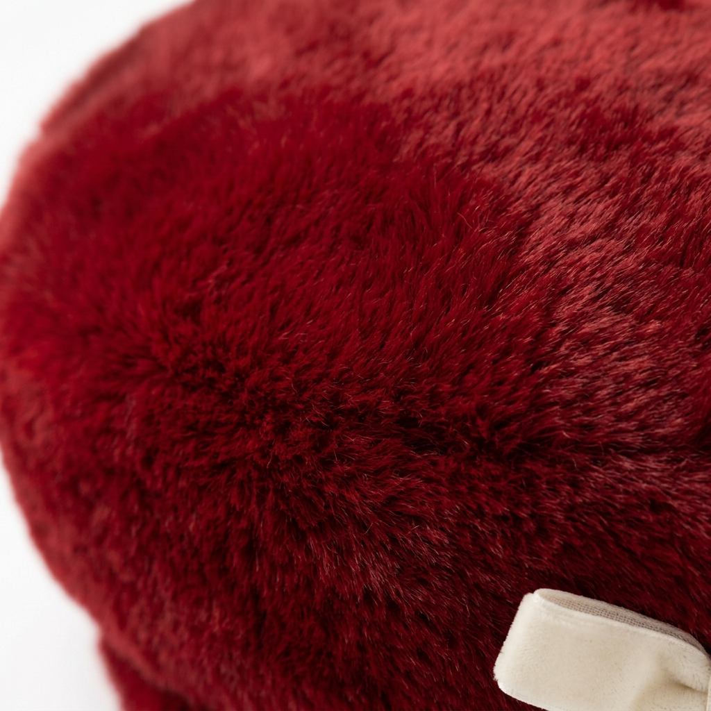 Red faux-fur texture macro detail Christmas beret