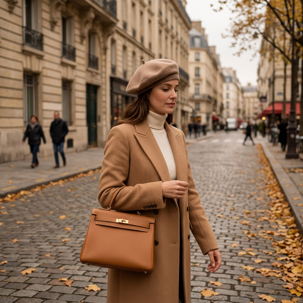Parisian Autumn Street — Realistic Editorial Style